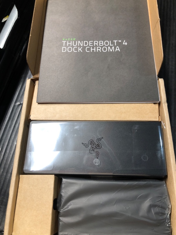 Photo 3 of ***FACTORY SEALED, ITEM OPENED FOR INSPECTION ONLY***
Razer Thunderbolt 4 Dock: 10 Ports in 1 - Dual 4K or Single 8K Video Output - USB A and C Hub, 2.5 GbE Thunderbolt 3, Mac, and PC Compatible - Thunderbolt 4 Certified - Passthrough Charging - Chroma