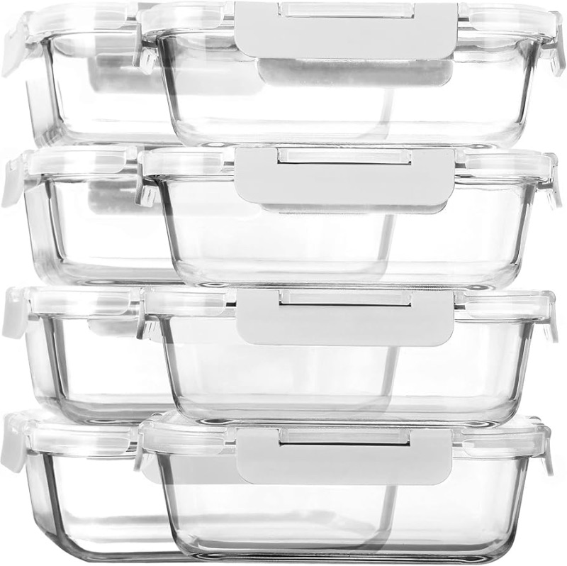 Photo 1 of [6-Pack,30 oz]Glass Meal Prep Containers,MCIRCO Glass Food Storage Containers,Airtight Glass lunch Containers with Lids - BPA-Free Microwave, Oven, Freezer and Dishwasher, White