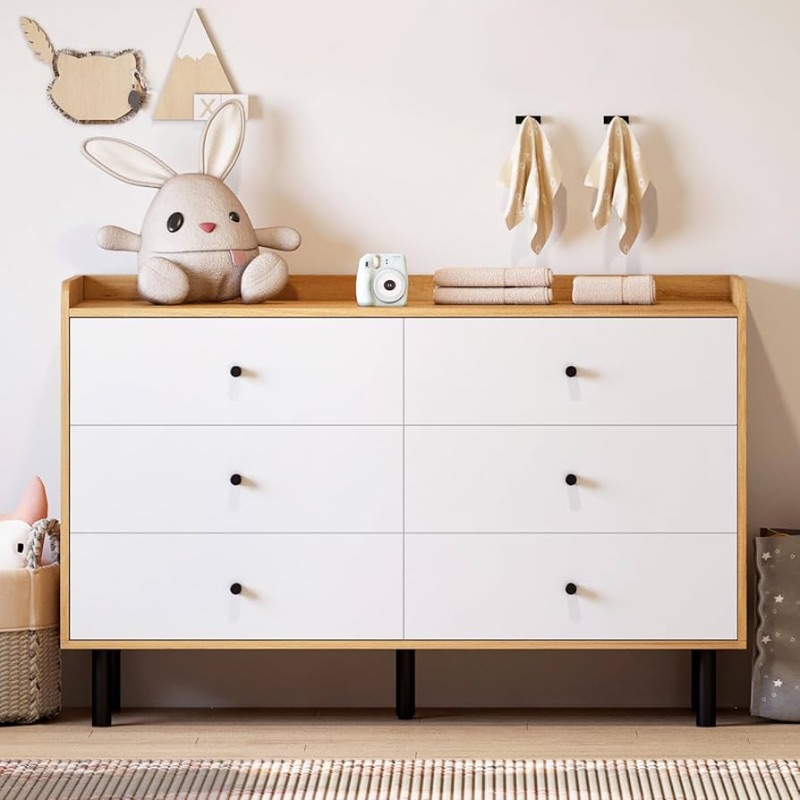 Photo 1 of ***STOCK PHOTO REFERENCE ONLY***Dresser for Bedroom with 6 Drawers and Metal Handle,Sturdy Frame Modern Bedroom Furniture, Chest of Drawers, White Dressers with Drawers for Closet Hallway, Living Room, Entryway