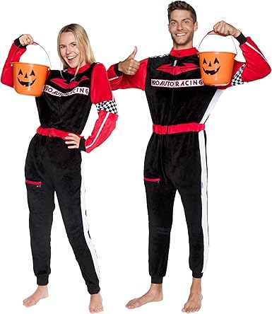 Photo 1 of (SINGLE) Funziez! Slim Fit Racecar Driver and Fighter Pilot One Piece - Plush Adult Couple Costume Jumpsuit LARGE
 