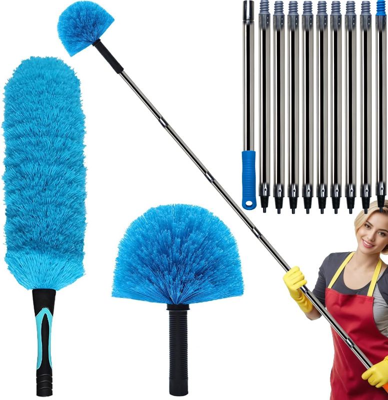 Photo 1 of 
20+ Feet High Reach Duster Kit with 3-12 ft Extension Pole, Cobweb & Corner Brush Cleaning Duster for Cleaning, Microfiber Feather Duster