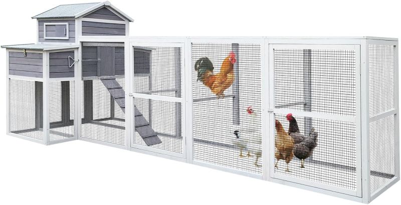 Photo 1 of ***NONREFUNDABLE - INCOMPLETE - SEE COMMENTS***
147" Wooden Chicken Coop with 2 Nesting Boxes,Outdoor Hen House Built-in Sliding Out Tray,with Sliding Door,Ramp&Rust-Proof Metal Wire,Pet Cage for Poultry, Rabbit