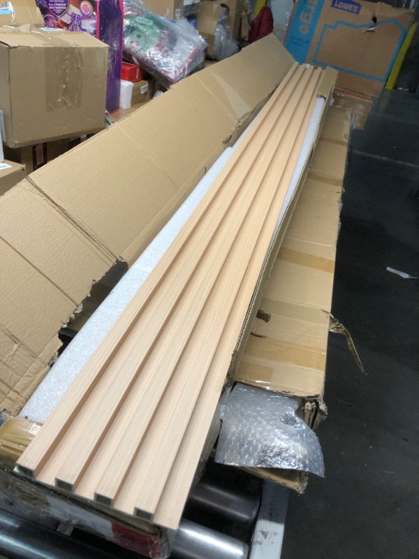 Photo 1 of ***USED - MAJOR DAMAGE - CRACKED - SEE PICTURES***
POHARE WPC Slat Wall Panels, 8 Pack Accent Decorative Acoustic Wood Slats for Wall and Ceilings, Acoustic Panels for Interior Wall Modern Décor, Oak, 95 x 6 in