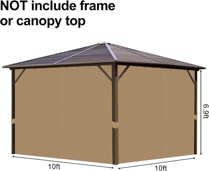 Photo 1 of (Curtain Only) AONEAR Gazebo Privacy Curtains 10' x 10' with Zipper 4-Panels Side Wall Universal Replacement for Patio, Outdoor Canopy, Garden and Backyard (Curtain Only)