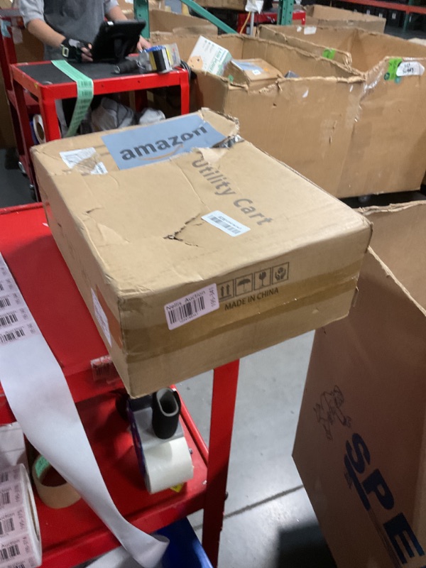 Photo 1 of Laiensia 4-Tier Storage Cart,Multifunction Utility Rolling Cart Kitchen Storage Organizer,Mobile Shelving Unit Cart with Lockable Wheels for Bathroom,Laundry,Living Room,With Classified Stickers,Black