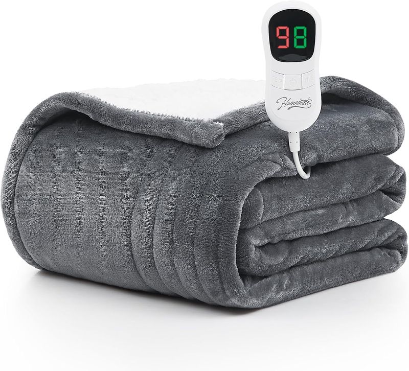 Photo 1 of (READ FULL POST) Homemate Heated Blanket Electric Throw - 50x60 Heating Blanket Throw 5 Gears Auto-Off 10 Heat Levels Heat Blanket Over-Heat Protection Luxury Faux Fur Sherpa Heater Blanket Electric ETL Certification