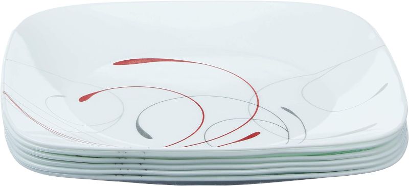 Photo 1 of 6-Piece 10.5 in. Dinner Plate White Simple Lines Dinnerware Set (Service for 6)