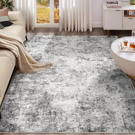 Photo 1 of  Area Rug Living Room Rugs Washable Neutral Modern Abstract Soft Thin Large Rug