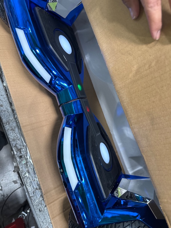 Photo 2 of *POWERS ON**EMAXUSA, 8.5” All Terrain Hoverboard for Adults, Hover Board with Bluetooth and LED Lights, UL2272 Safety Certified (Blue)