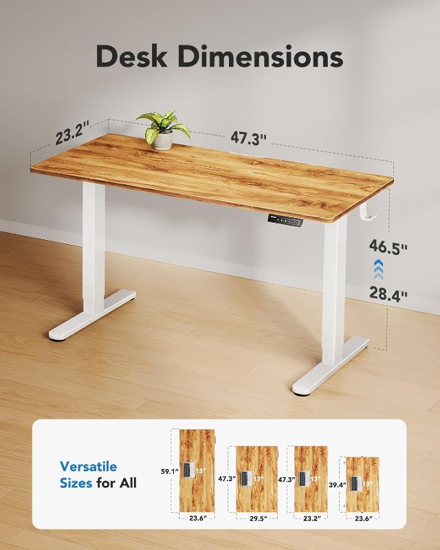 Photo 1 of ***USED - INCOMPLETE - MISSING PARTS***
HUANUO Electric Standing Desk, 48" x 24" Whole Piece Desktop, Adjustable Height Computer Desk, 4 Height Memory Settings, Sit Stand Up Desk for Home Office, White`