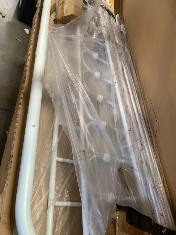 Photo 1 of YALAXON Vintage Sturdy Queen Size Metal Bed Frame with Headboard and Footboard Basic Bed Frame No Box Spring Needed (Queen,White)