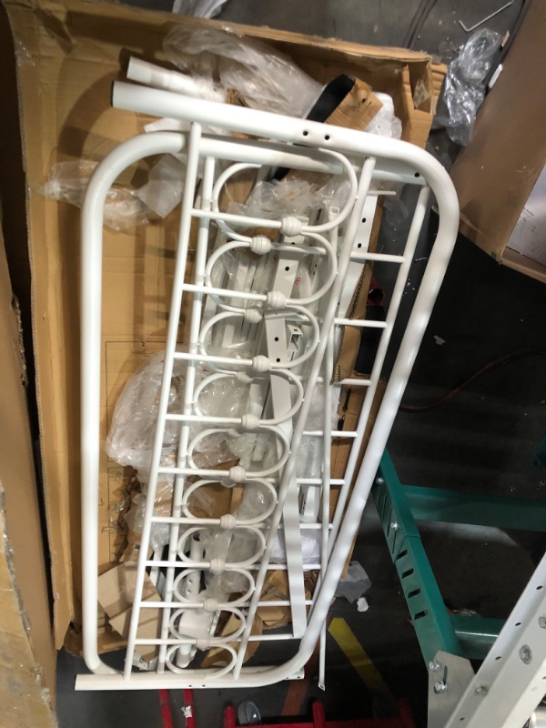 Photo 1 of YALAXON Vintage Sturdy Queen Size Metal Bed Frame with Headboard and Footboard Basic Bed Frame No Box Spring Needed (Queen,White)