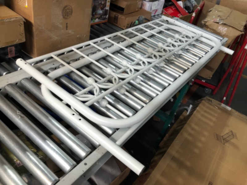 Photo 1 of YALAXON Vintage Sturdy Queen Size Metal Bed Frame with Headboard and Footboard Basic Bed Frame No Box Spring Needed (Queen,White)