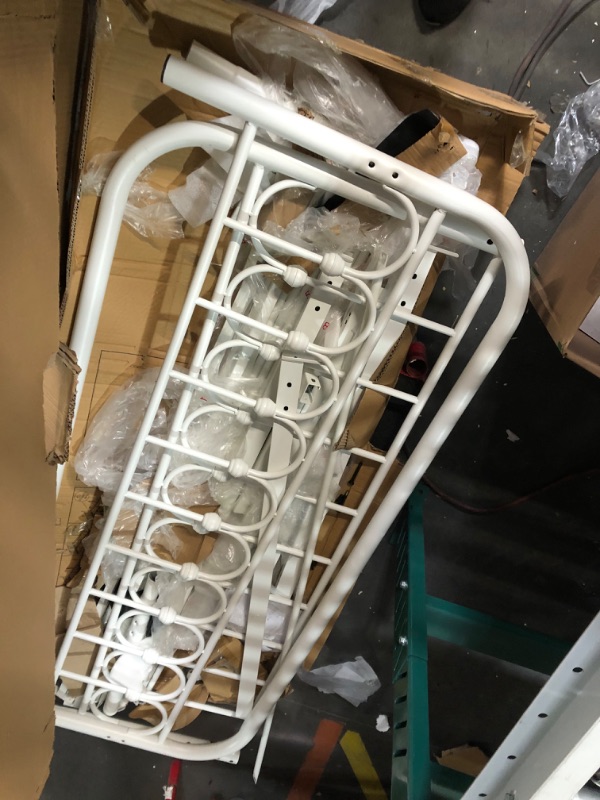 Photo 1 of YALAXON Vintage Sturdy Queen Size Metal Bed Frame with Headboard and Footboard Basic Bed Frame No Box Spring Needed (Queen,White)