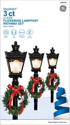 Photo 1 of  GE StayBright® LED 3pc Flickering Lamppost Pathway Set, Warm White