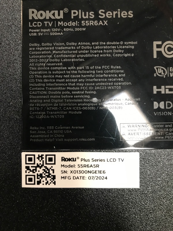 Photo 1 of Roku Smart TV – 55-Inch Plus Series 4K QLED RokuTV with Roku Voice Remote Pro, Dolby Vision, Striking 4K Resolution, Automatic Brightness, & Seamless Streaming – Live Local News & Sports