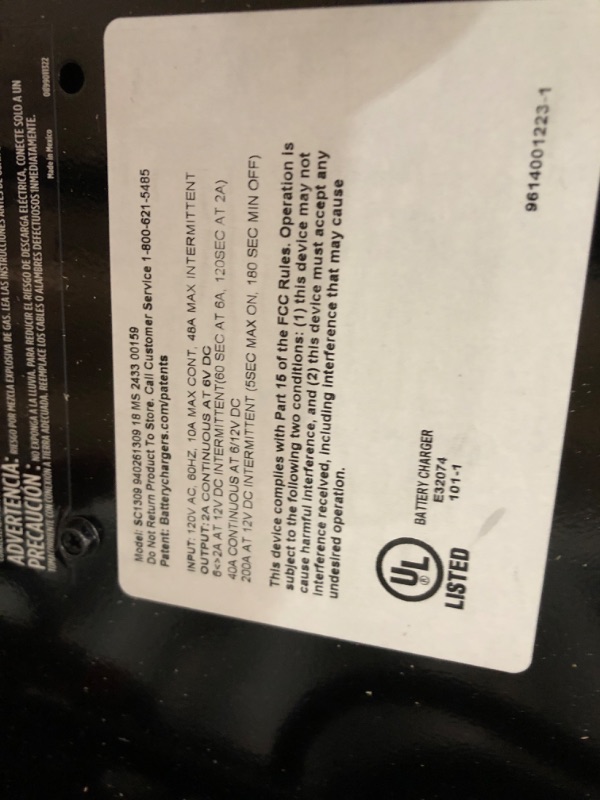 Photo 1 of Schumacher Electric Fully Automatic Wheeled Battery Charger and Engine Starter 6-in-1, SC1309-200 Cranking Amps, 6 Volt and 12 Volt for Car, SUV, Truck, and Marine Batteries