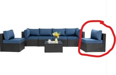 Photo 1 of ***ONLY THE PIECE THAT IS CIRCLED******

Shintenchi 5 Pieces Outdoor Patio Sectional Sofa Couch, Black PE Wicker Furniture Sets, Patio Conversation Sets with Washable Cushions Glass Coffee Table for Garden, Poolside, Backyard, Aegean Blue