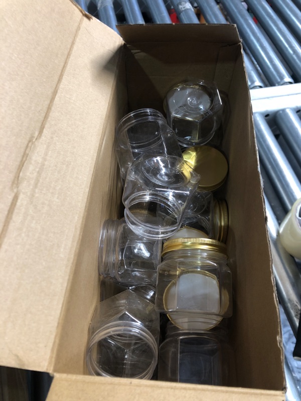 Photo 2 of ***(MISSING PARTS)***
Dandat 50 Pcs 3 oz Hexagon Plastic Jars with Lids Mini Honey Jars Wide Mouth Canning Jars Small Spice Jars for Party Wedding Favors, Baby Shower, DIY Gift, Jelly, Herb, Jams, Candy (Gold)