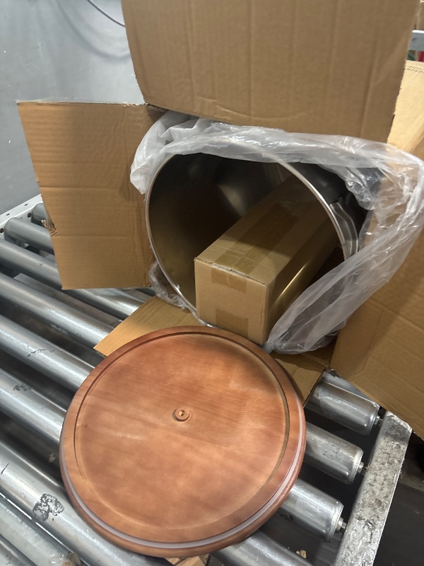 Photo 1 of 24-25 Lbs Stainless Steel Large Dog Food Storage Container with Airtight Wooden Lid to Keep Fresh, Metal Dog Food Containers with Ceramic Bone Handle, Easy Clean Dog Food Bin, Cat Food Container Jar