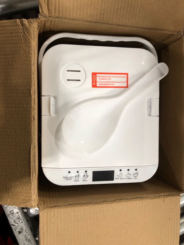 Photo 1 of WHITE TIGER 1.3L Mini Rice Cooker, 4 Cups Rice Cooker Uncooked, Smart Rice Cooker with 24-hour Timer Preset, Portable Travel Small Rice Cooker with Removable Non-stick Pot, Small Steamer Suitable For 1-3 People For Cooking Rice, Soup, Congee & Yogurt