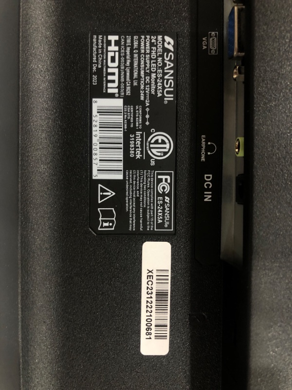 Photo 1 of SANSUI Computer Monitor 24 inch IPS Eye Care 1080P Display HDMI,VGA Ports with 178° Viewing Angle/Frame-Less/Tilt/VESA Compatible for Office and Home (ES-24X5AL)
