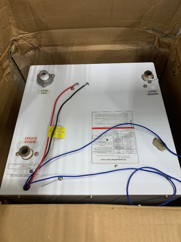 Photo 1 of JOVJOYER RV Tankless Water Heater - RV Instant Hot Water Heater with 15 x 15 inches White Door and Remote Controller Included - Endless Hot Water for RV - DC 12V Power