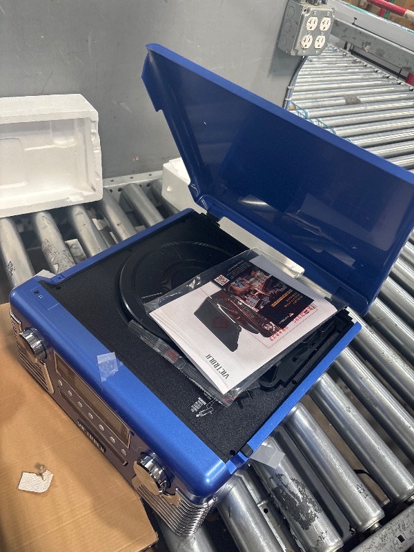 Photo 1 of Victrola 50's Retro Bluetooth Record Player & Multimedia Center with Built-in Speakers - 3-Speed Turntable, CD Player, AM/FM Radio | Wireless Music Streaming | Blue