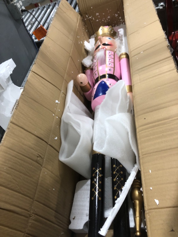 Photo 1 of Liliful 48 Inch 4 ft Tall Life Size Christmas Nutcracker King Giant Wooden Nutcracker Soldier with Golden Scepter Nutcracker Statue for Indoor Outdoor Xmas Commercial Decor (Classic King)