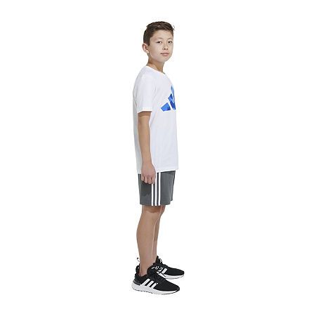 Photo 2 of Adidas Kids Short Sleeve Camo Logo - Tee (Big Kids) (White Bright/Blue) Boy's Clothing