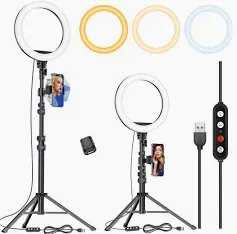 Photo 1 of 10.2" Selfie Ring Light with 65" Adjustable Tripod Stand & Phone Holder for Live Stream/Makeup