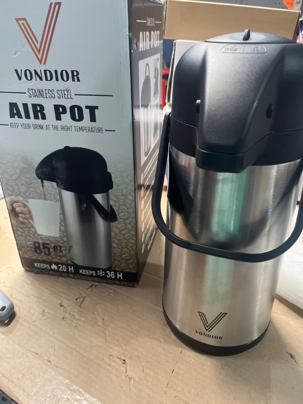 Photo 1 of 85 oz (2.5L) Coffee Carafe with Pump, Insulated Stainless Steel Coffee Dispenser, Coffee Carafes for Keeping Hot/Cold, Hot Beverage Dispenser for Party