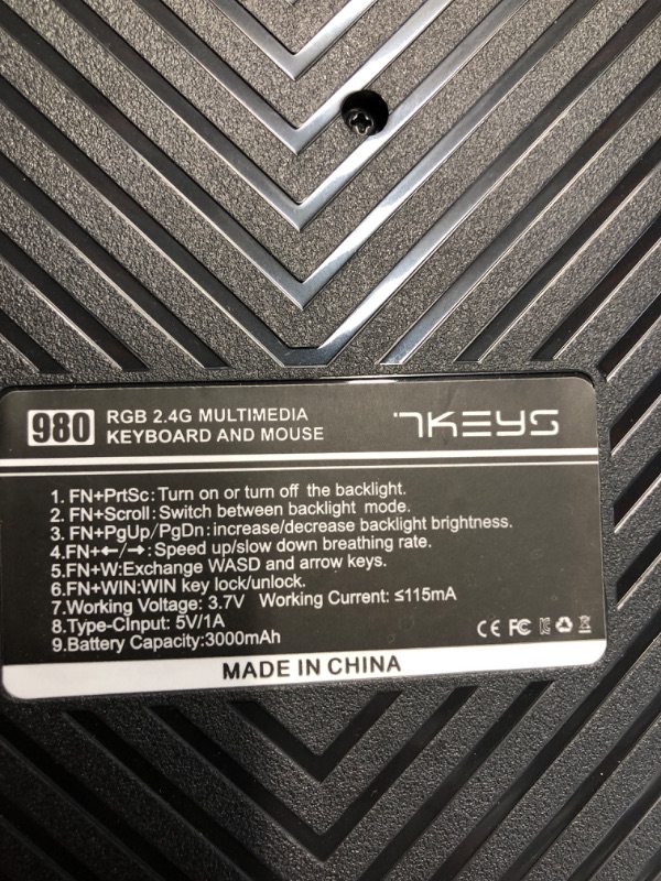 Photo 1 of Wireless Keyboard and Mouse Combo, Gaming Keyboard Rechargeable Cool RGB Backlight, 7KEYS Full-Size Keyboard with Ergonomic, Light up Gaming Mouse 3200 DPI for PC Desk/Laptop/MAC