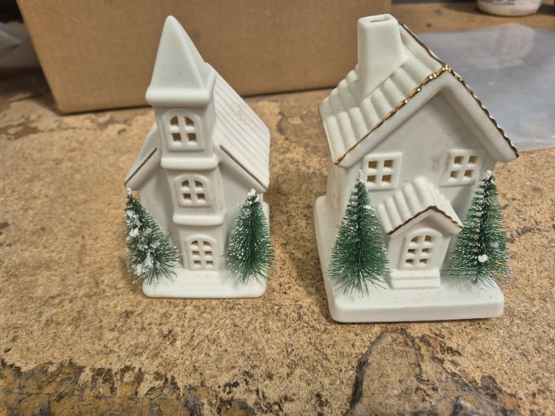 Photo 2 of ****MISSING 3RD BUILDING*******
Mark Feldstein & Associates Unglazed Porcelain Pre Lit LED Cozy Knit Winter Village. 