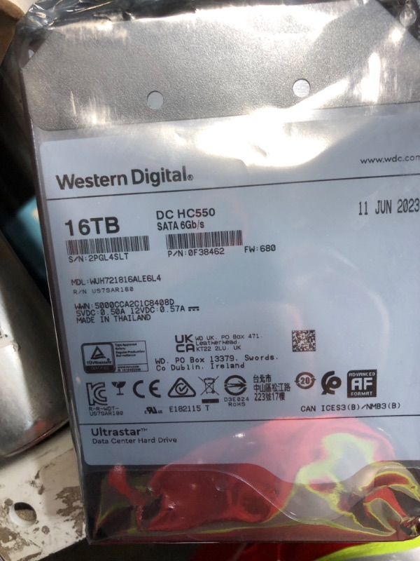 Photo 3 of ***NON REFUNDABLE, PARTS ONLY***Western Digital DC HC550 16TB 512MB SATA Ultra SE NP3