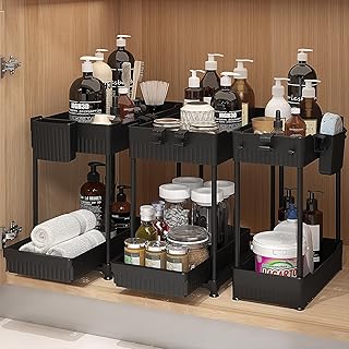 Photo 1 of  Under Sink Organizer, 2-Tier Multi-Use Kitchen Bathroom Organizers and Storage with Sliding Drawer,