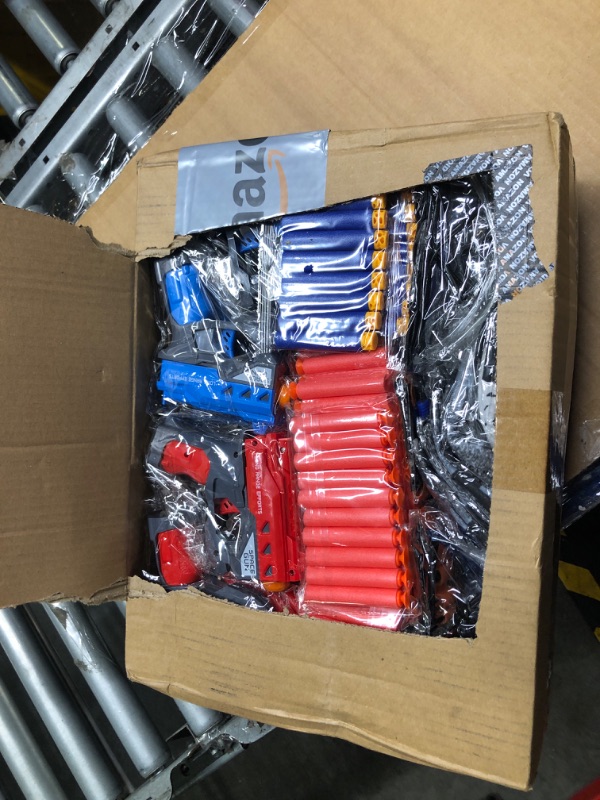 Photo 3 of ***used***TiopLior Party Favors Compatible with Nerf Party, 12 Sets Gun Party Favors for Birthday Pack Included Mini Foam Pistols, 240 Foam Bullets, Safety Glasses, Wrist Belt Band, Face Masks