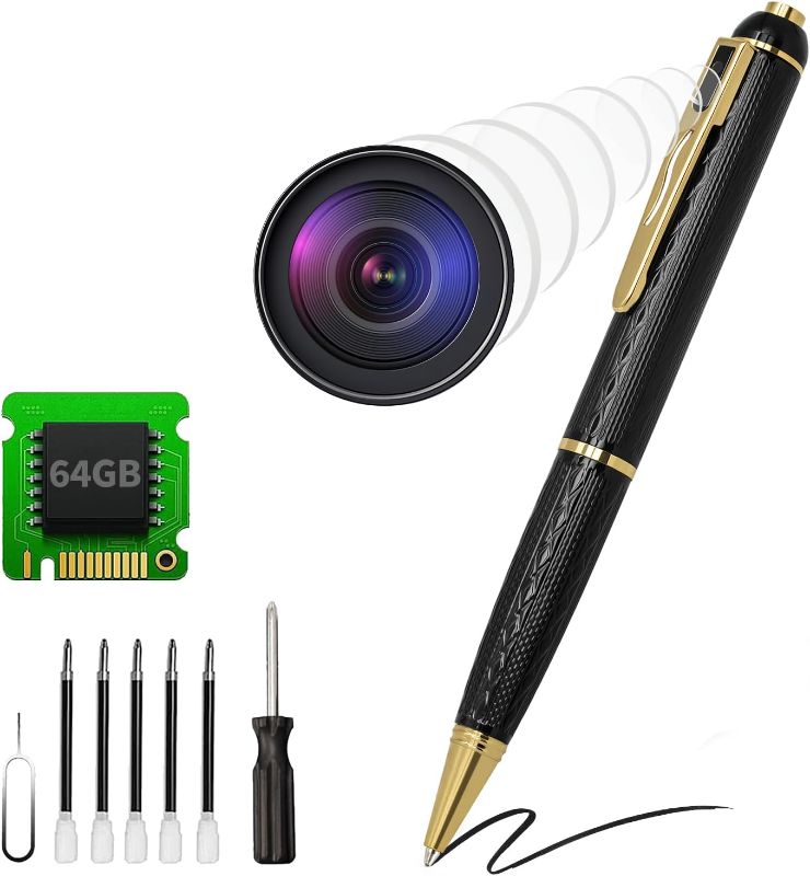 Photo 1 of ***used***64G Hidden Camera, Mini Camera Pen, 1080P FHD Pen Camera, Nanny Cam with 300 minutes Battery Life, Rechargeable Camera Pen, Small Pocket Cam, Body Camera with Loop Recording, One Button Operation