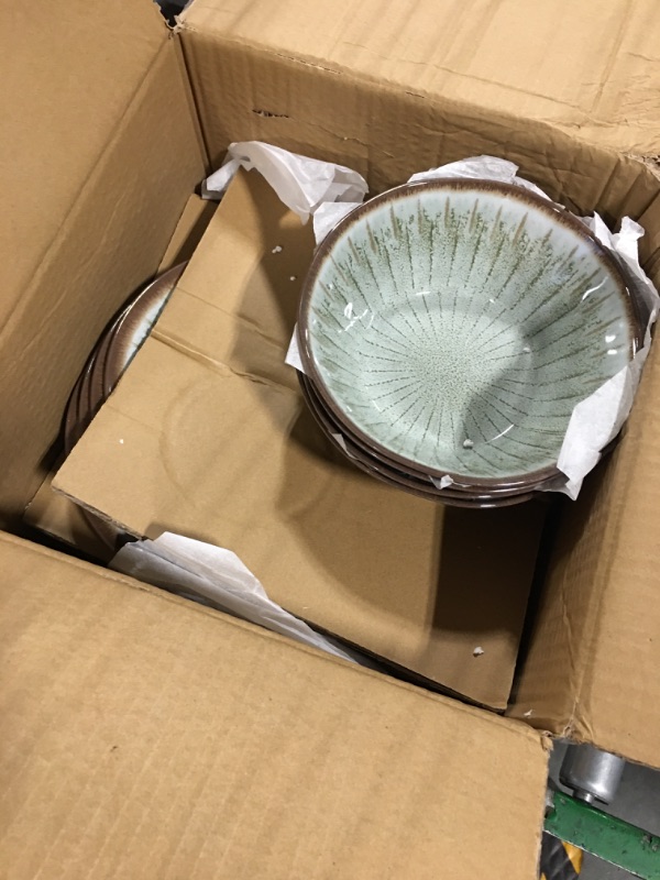 Photo 2 of ***unknown how many broken*** Gufaith Melamine Dinnerware Sets 12 Pcs, Melamine Plates, Party Plates and Bowls Sets, Camping Dishes Set for 4,  BPA Free, Dishwasher Safe(Sage Green)