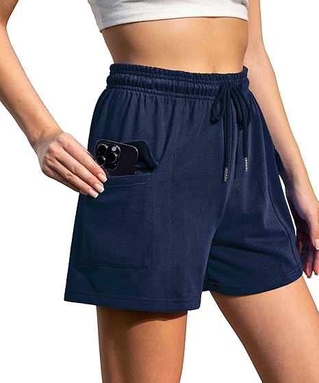 Photo 1 of ***NO ADJUSTABLE STRIP, SIMILAR ITEM*** Cotton Shorts for Women Pajama Workout Sweat Shorts Drawstring Yoga Lounge Casual Side Pockets Shorts LARGE