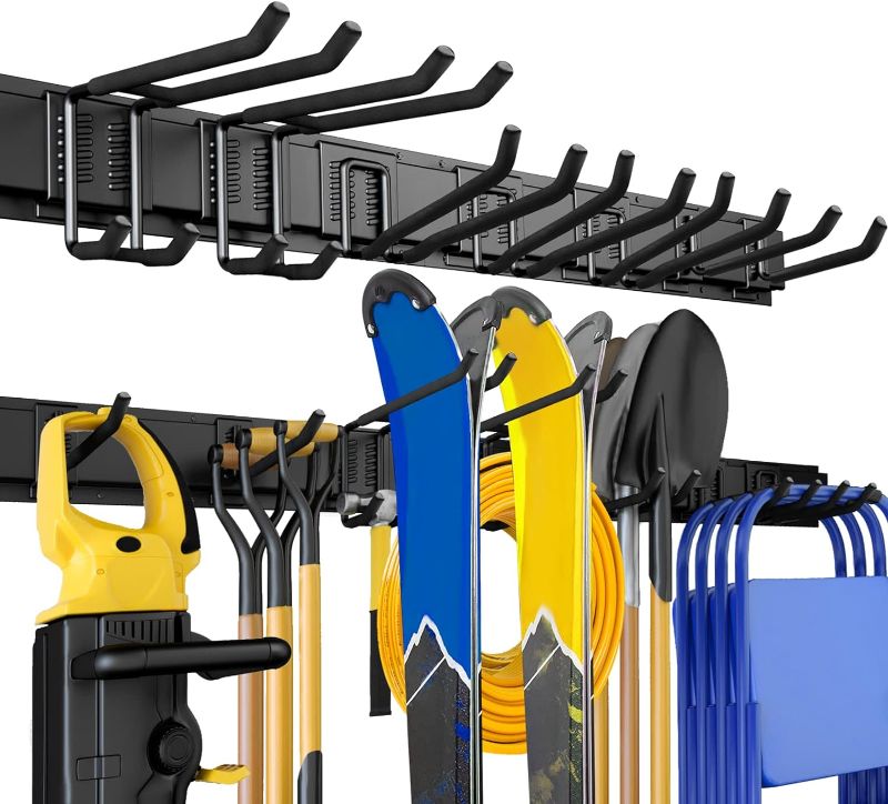 Photo 1 of ***maybe different item*** Garage Storage, Garage Organization, Wall Mount Garden Tool Organizer, Adjustable Metal Hooks, Yard Shed Rack, Tool Holder for Hanging Rake Broom Mop Snowboard, Home Gift
