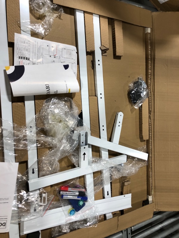 Photo 3 of ***loose parts in box*** Large Rolling White Board, 48x36 in Double-Sided Mobile Whiteboard, maxtek Reversible Magnetic Dry Erase Board Easel Standing Whiteboard on Wheels School Supplies for Classroom Office and Home, Silver