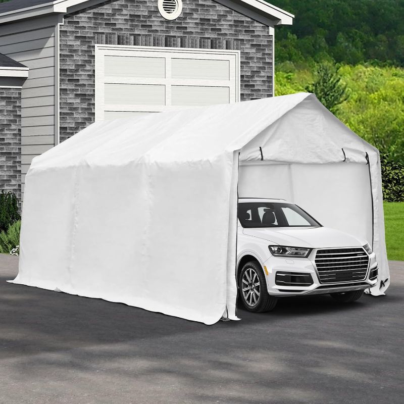 Photo 1 of ***stock photo is a similar item*** ***damage shown in last photo*** Carport Canopy Heavy Duty Waterproof Garage Car Shelter Storage Shed