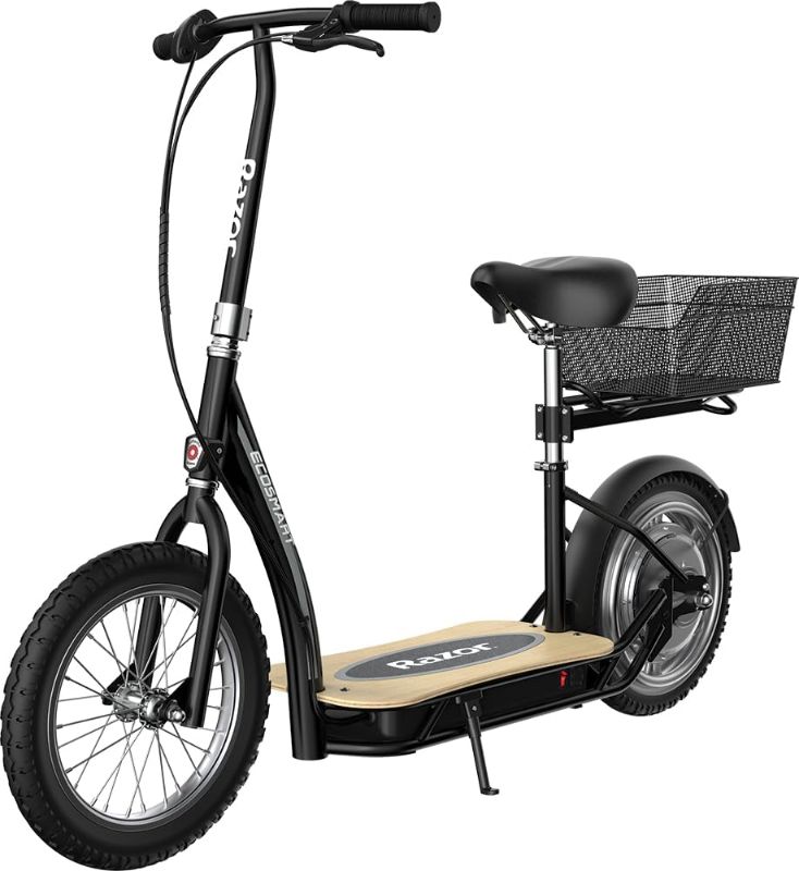 Photo 1 of ***stock photo is a similar item*** EcoSmart Metro Electric Scooter – Padded Seat, Wide Bamboo Deck, 16" Air-Filled Tires, 500w High-Torque Motor, Up to 18 mph, 12-Mile Range, Rear-Wheel Drive