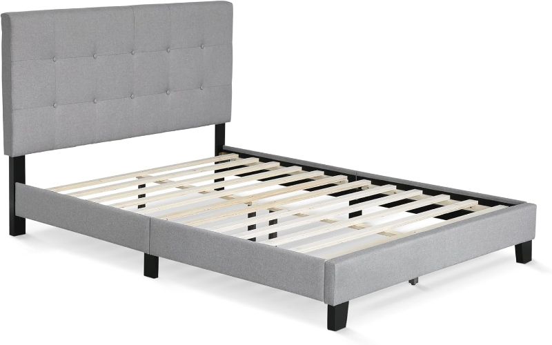 Photo 1 of ***Stock photo is a similar item*** Upholstered Platform Bed Frame, Full, Grey