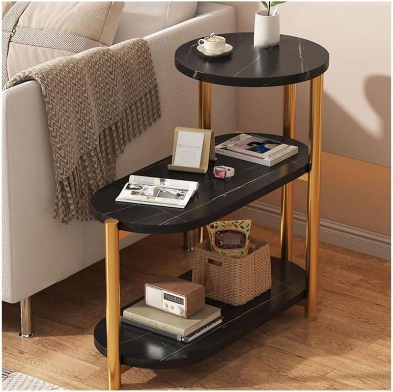 Photo 1 of ***loose hardware*** 3-Tier Faux Marble End Table Side Table, Bedside Table Modern Side Table Nightstands Accent Coffee Table, for Living Room Bedroom Furniture,A,85cm