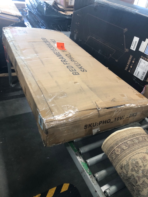 Photo 1 of ***stock photo is a similar item*** ***no hardware in box*** Queen Size Platform Bed Frame with Headboard & Button Tufted Footboard, Upholstered Bed Frame, No Box Spring Needed, Black