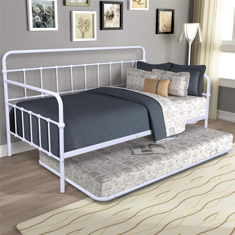 Photo 1 of ***Stock photo is a similar item*** Daybed with Trundle, Metal Daybed Frame with Pullout Trundle, No Box Spring Needed, Bedroom Furniture for Kids Teens and Adults, White
