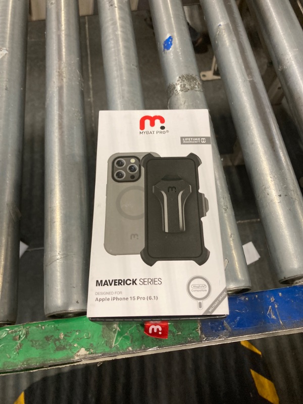 Photo 2 of ***USED***M MYBAT PRO Maverick Series iPhone 15 Pro Case with Belt Clip Holster,[Compatible with Magsafe] w/Screen Protector,Anti-Drop,Shockproof,360°Rotating Kickstand,Heavy Duty Protection Natural Titanium