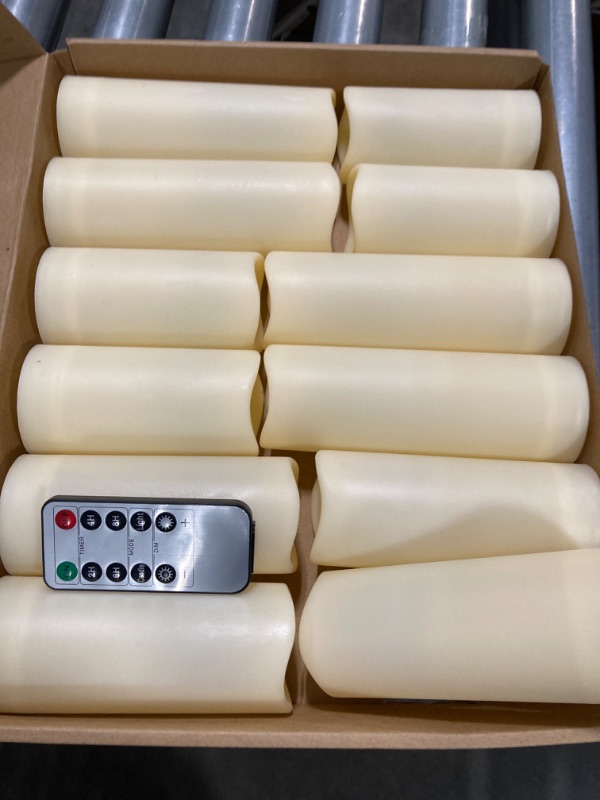 Photo 2 of ***USED***
Enido Flameless  Led Candles, Battery Operated with 10-Key Remotes and Cycling 24 Hours Timer For Outdoor, Indoor, Wedding Décor, Exquisite Pack of 12 (D2.2'' x H4''5''6'') Ivory White